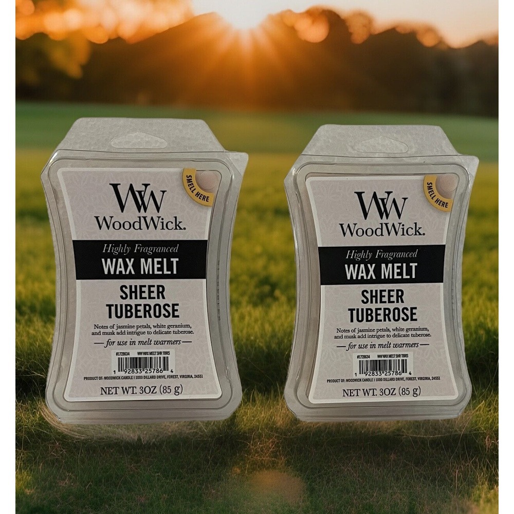 Yankee Candle WoodWick SHEER TUBEROSE Fragrance‎ Wax Warmer Melts 2 Pack